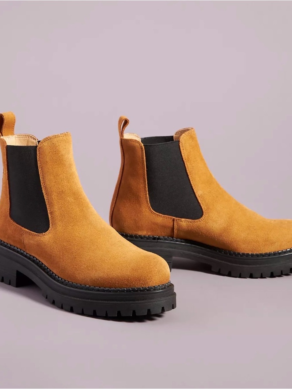 Anthropologie Suede Leather Platform Chelsea Ankle Boots 38/ 7.5